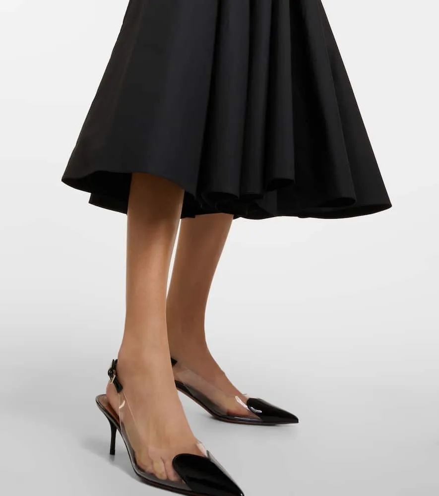 Alaia Leather-trimmed cotton midi dress
