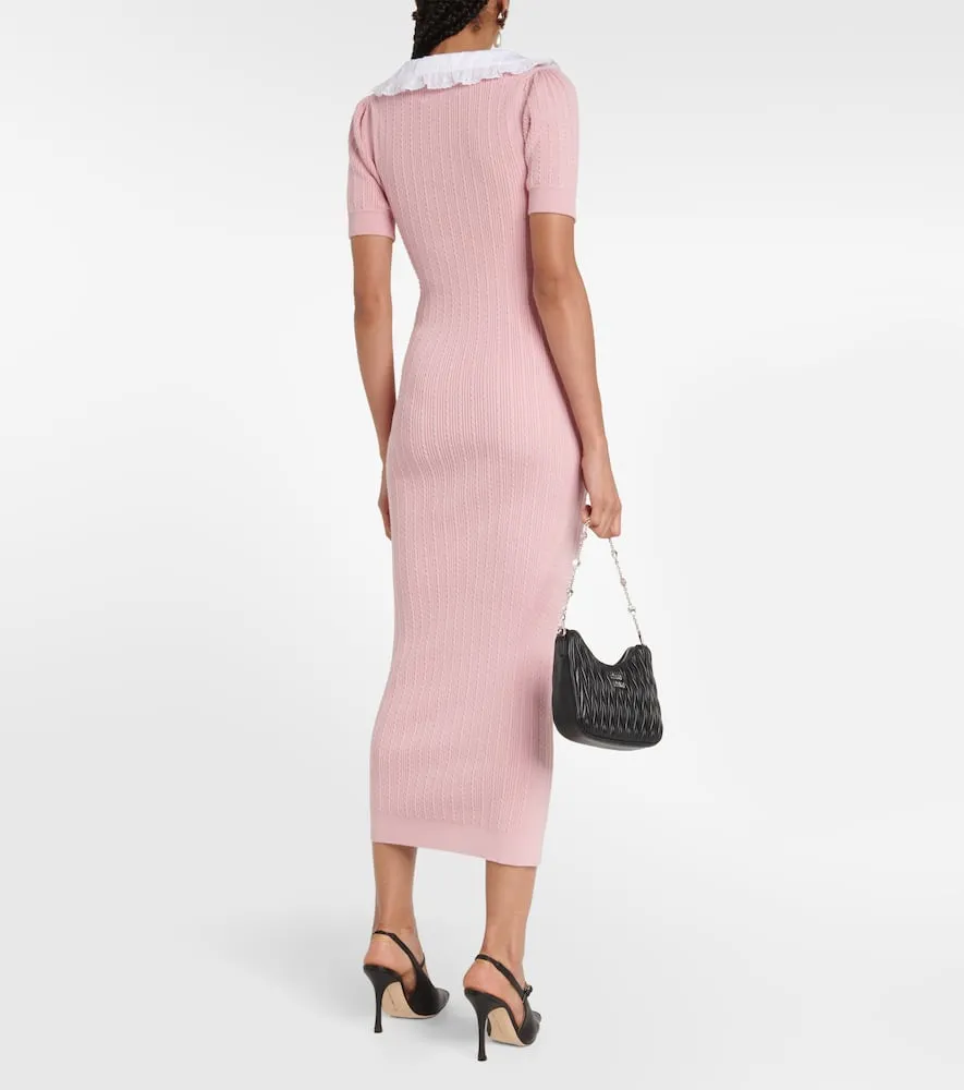 Alessandra Rich Embellished cotton-blend midi dress
