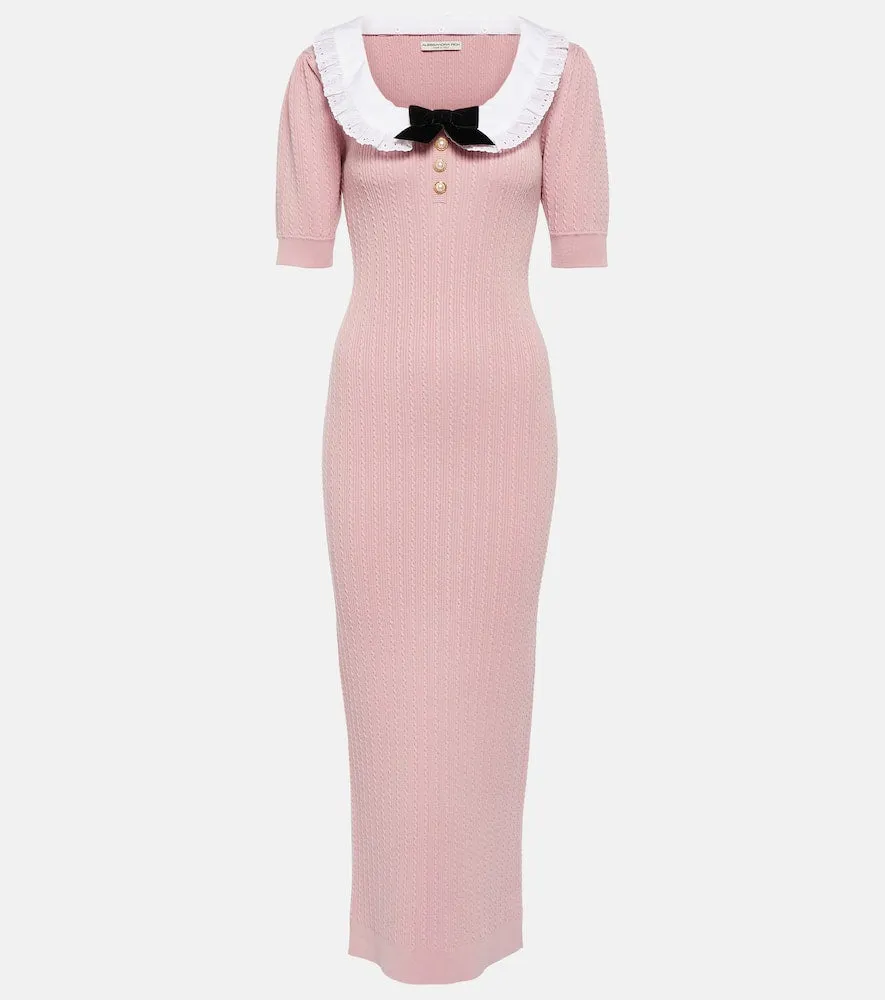 Alessandra Rich Embellished cotton-blend midi dress