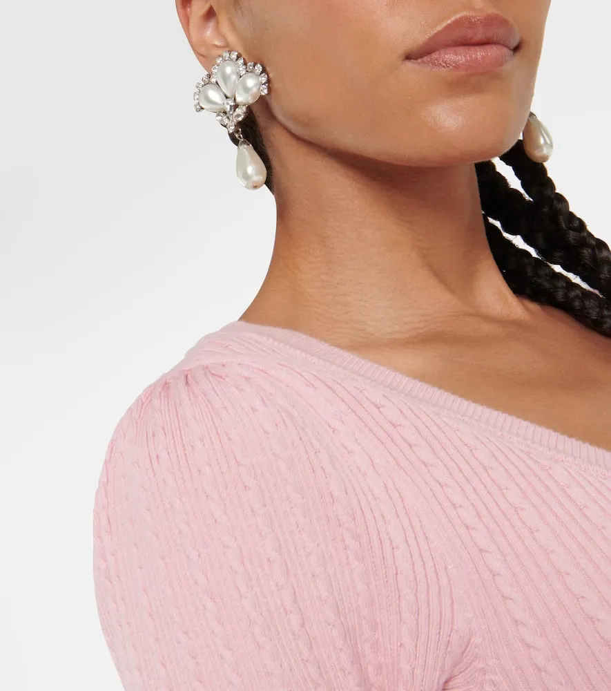 Alessandra Rich Embellished cotton-blend midi dress