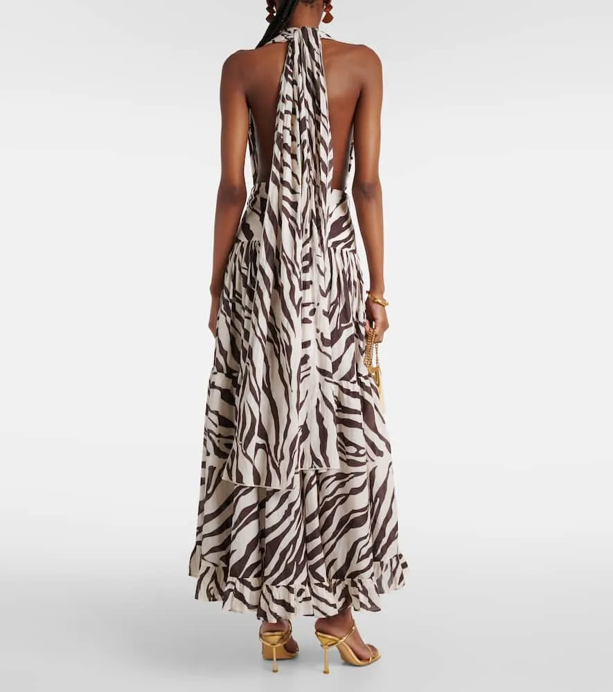 Alexandra Miro Marie Rose zebra-print cotton maxi dress