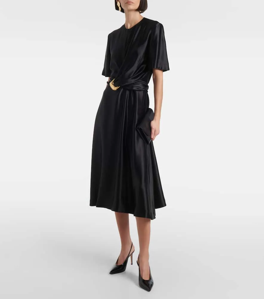 Altuzarra Honey belted silk satin midi dress