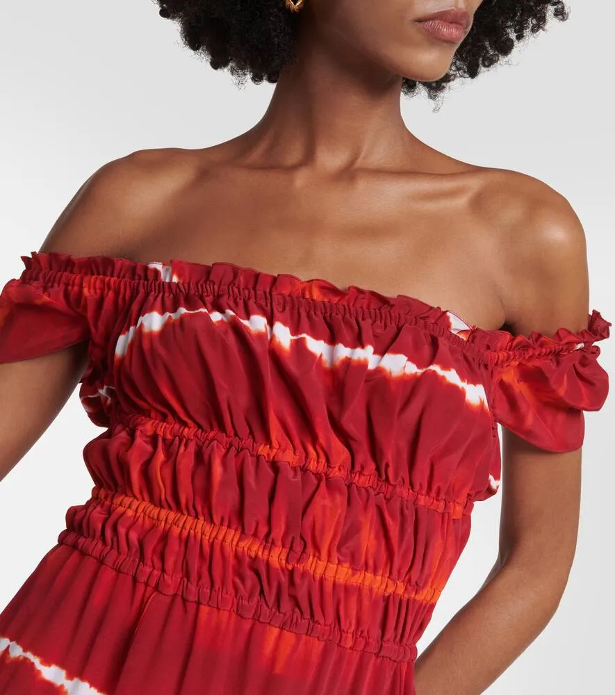 Altuzarra Printed off-shoulder silk midi dress