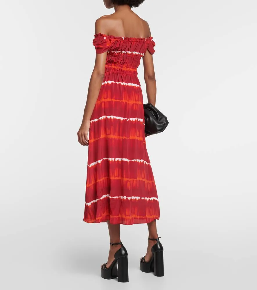Altuzarra Printed off-shoulder silk midi dress