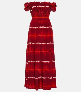 Altuzarra Printed off-shoulder silk midi dress