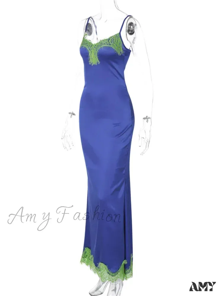 Amy Fashion - Women Sleeveless Spaghetti Strap  Lace Patchwork Summer Party for Cocktail Beach Vestidos Streetwear