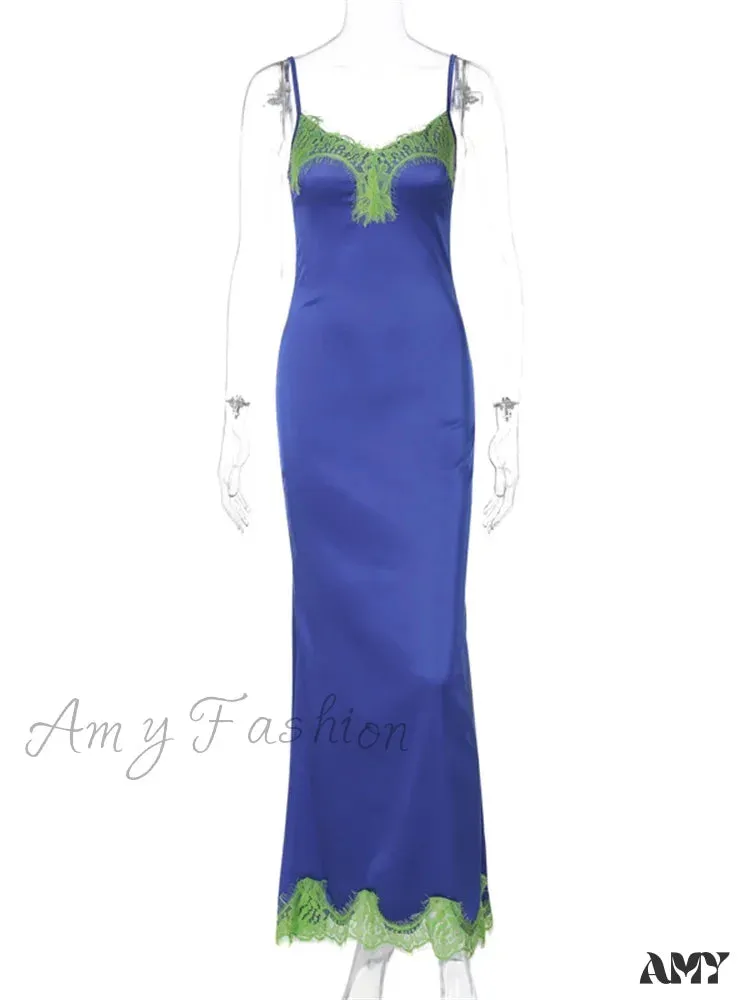 Amy Fashion - Women Sleeveless Spaghetti Strap  Lace Patchwork Summer Party for Cocktail Beach Vestidos Streetwear