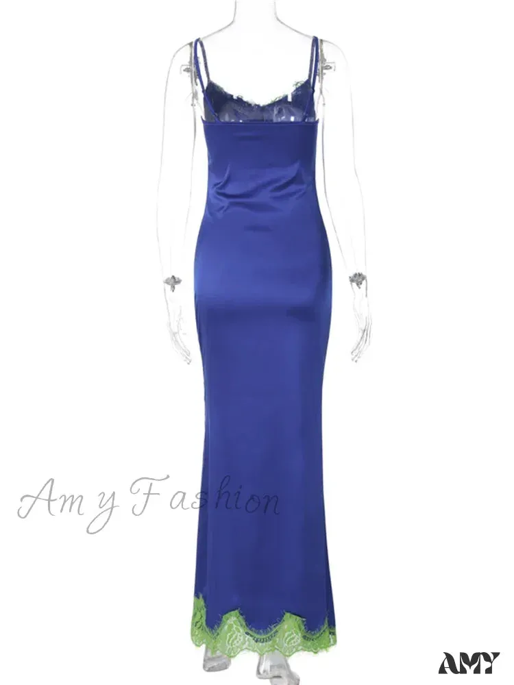 Amy Fashion - Women Sleeveless Spaghetti Strap  Lace Patchwork Summer Party for Cocktail Beach Vestidos Streetwear