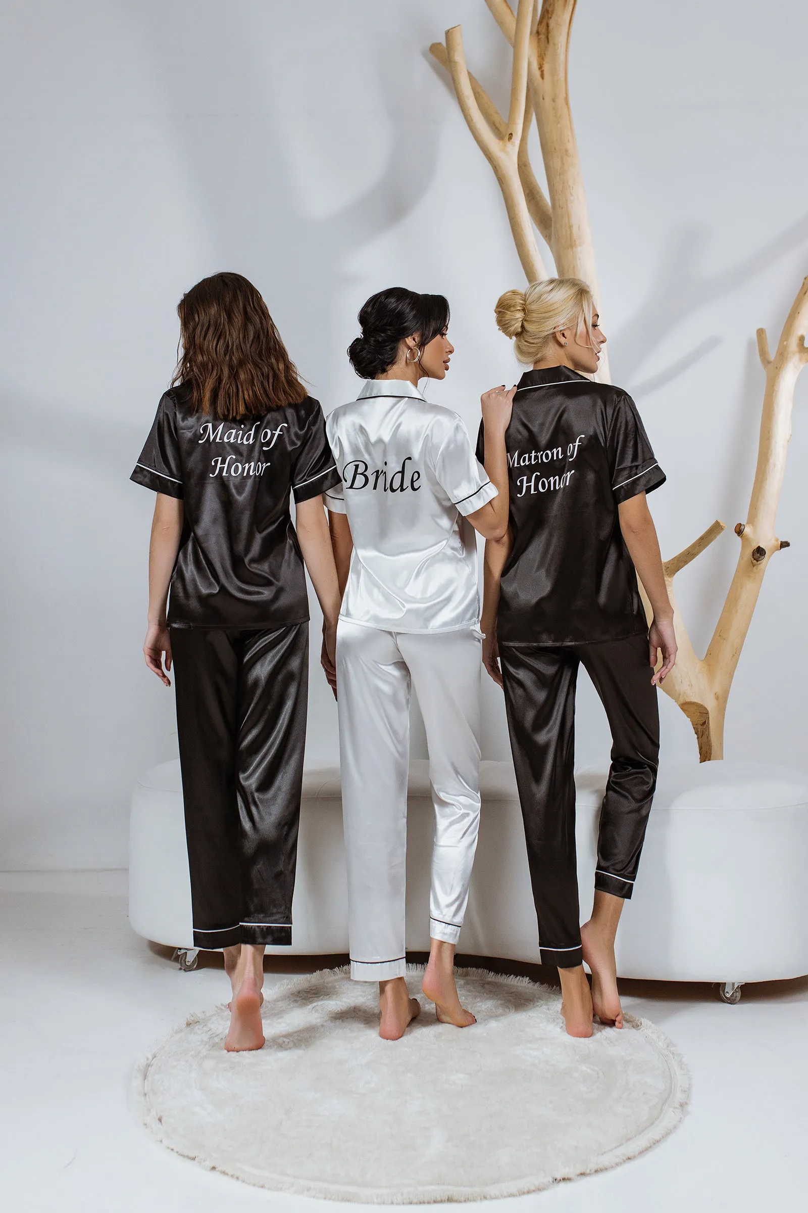 Bachelorette Custom Satin Pajamas for Bridesmaids Bridal Shower - Sh   Long