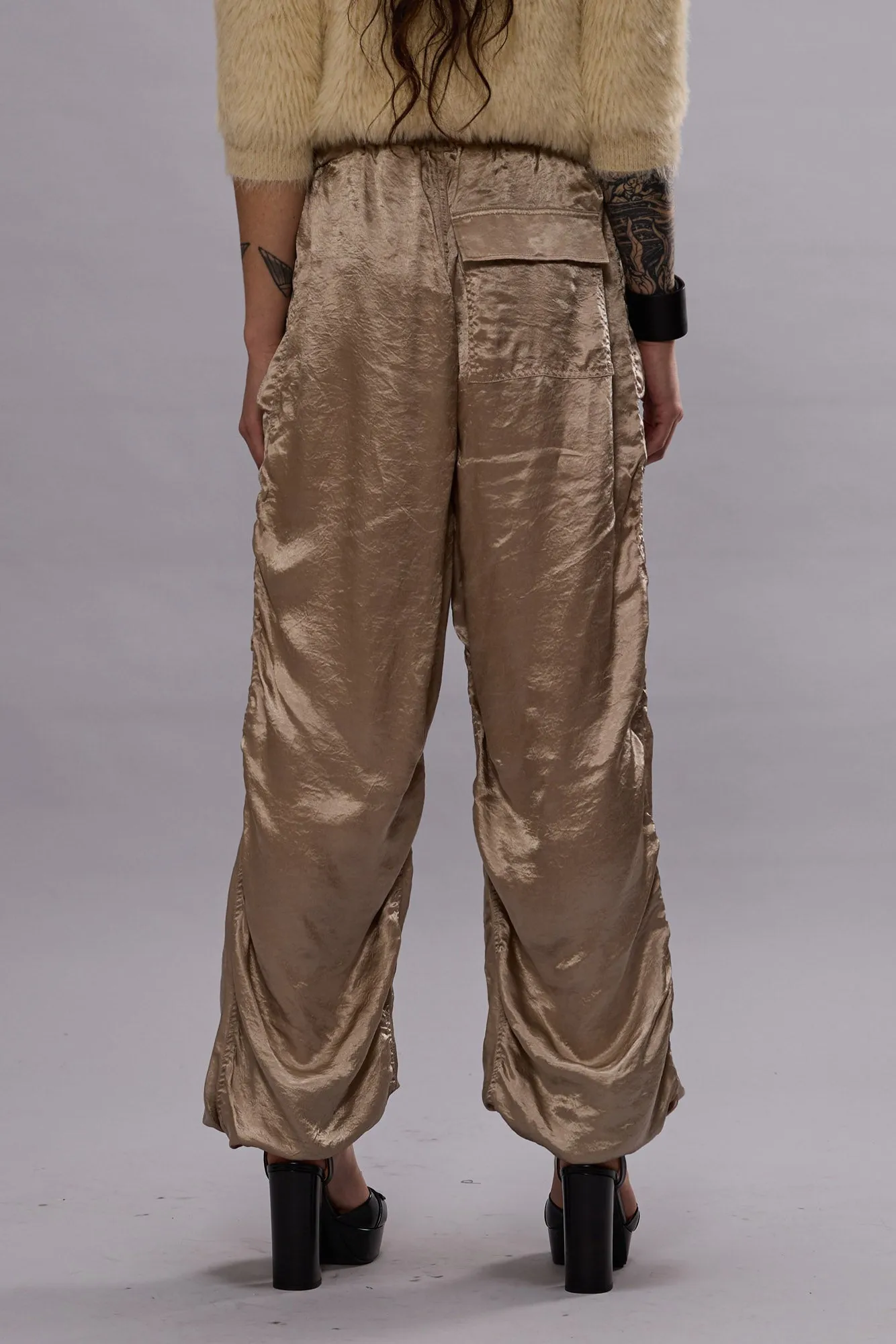 BALLOON PANTS WITH DOUBLE SEAM - BEIGE