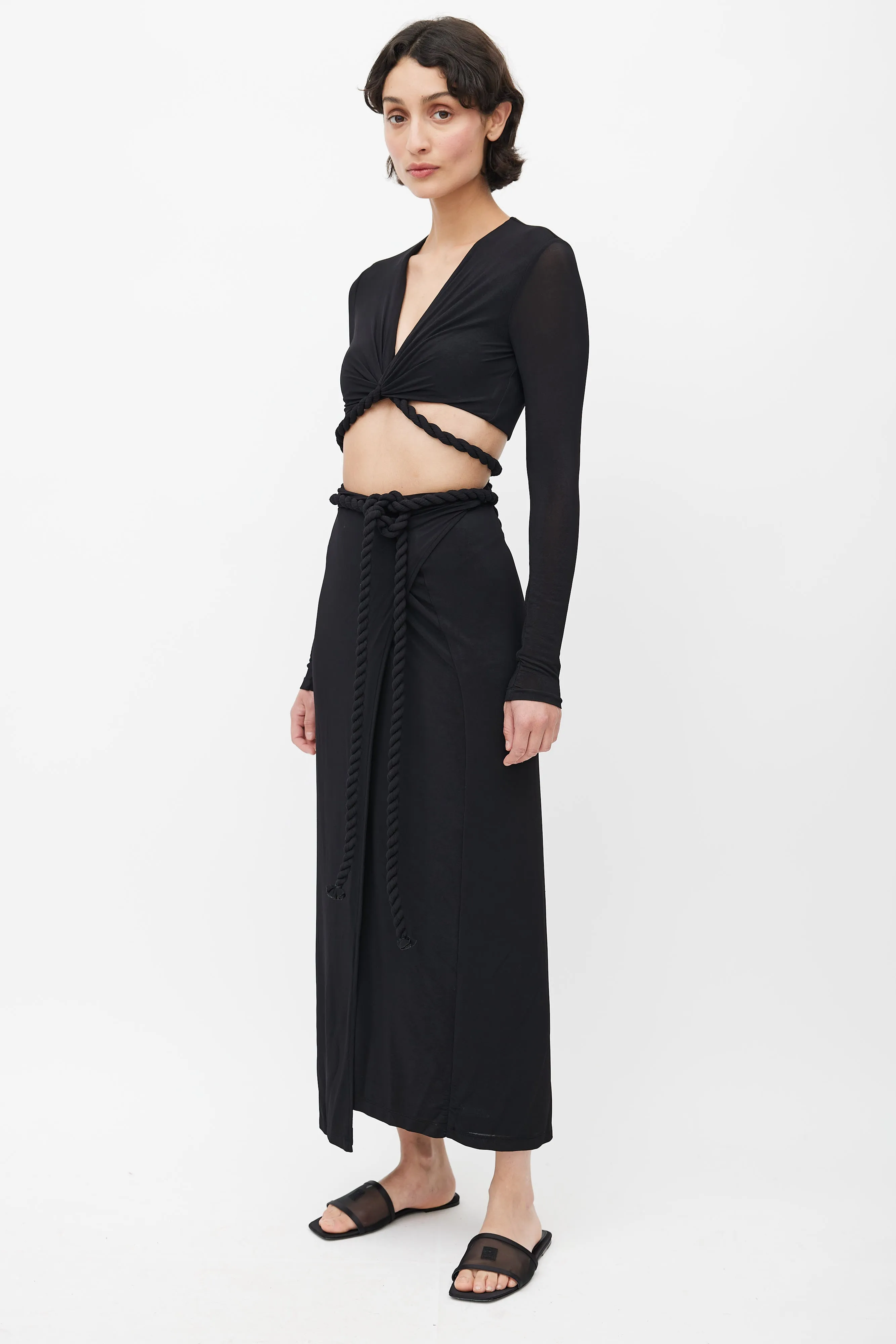 Black Knotted Wrap Co-Ord Set