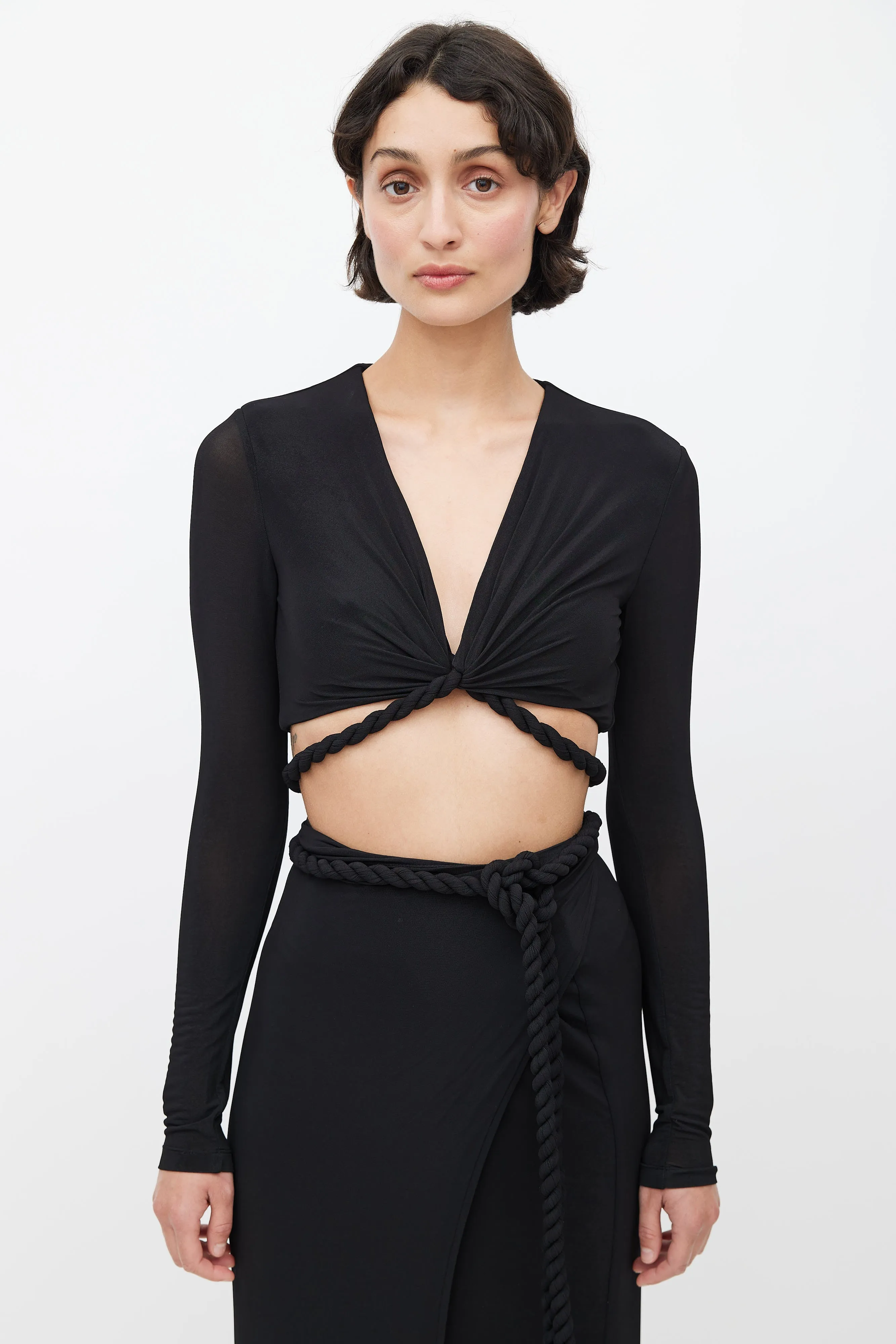 Black Knotted Wrap Co-Ord Set