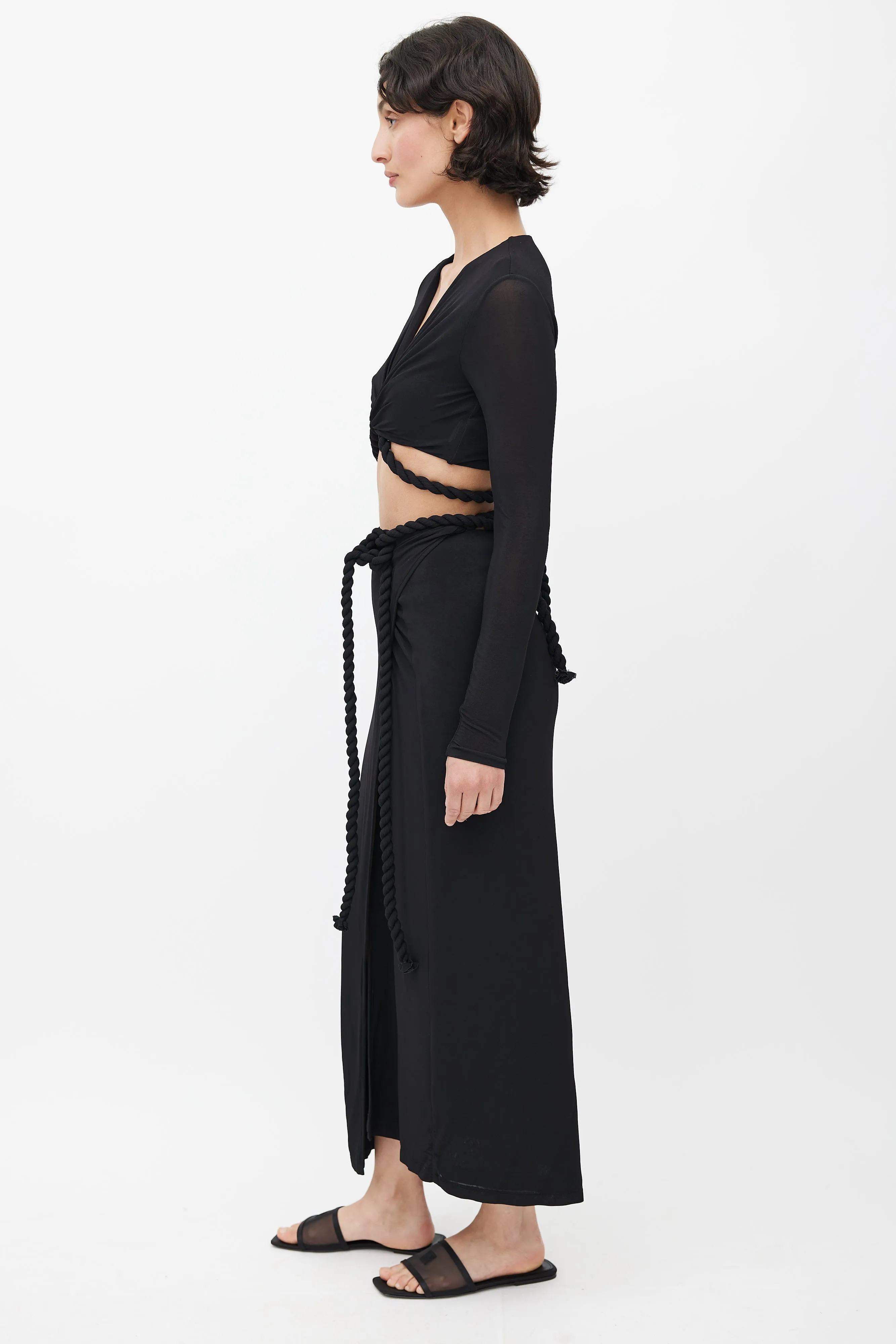 Black Knotted Wrap Co-Ord Set