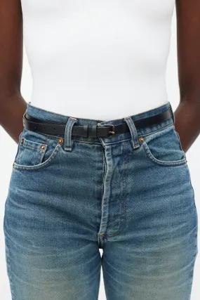 Black Leather Thin Belt