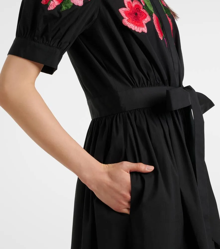 Carolina Herrera Floral embroidered cotton-blend shirt dress