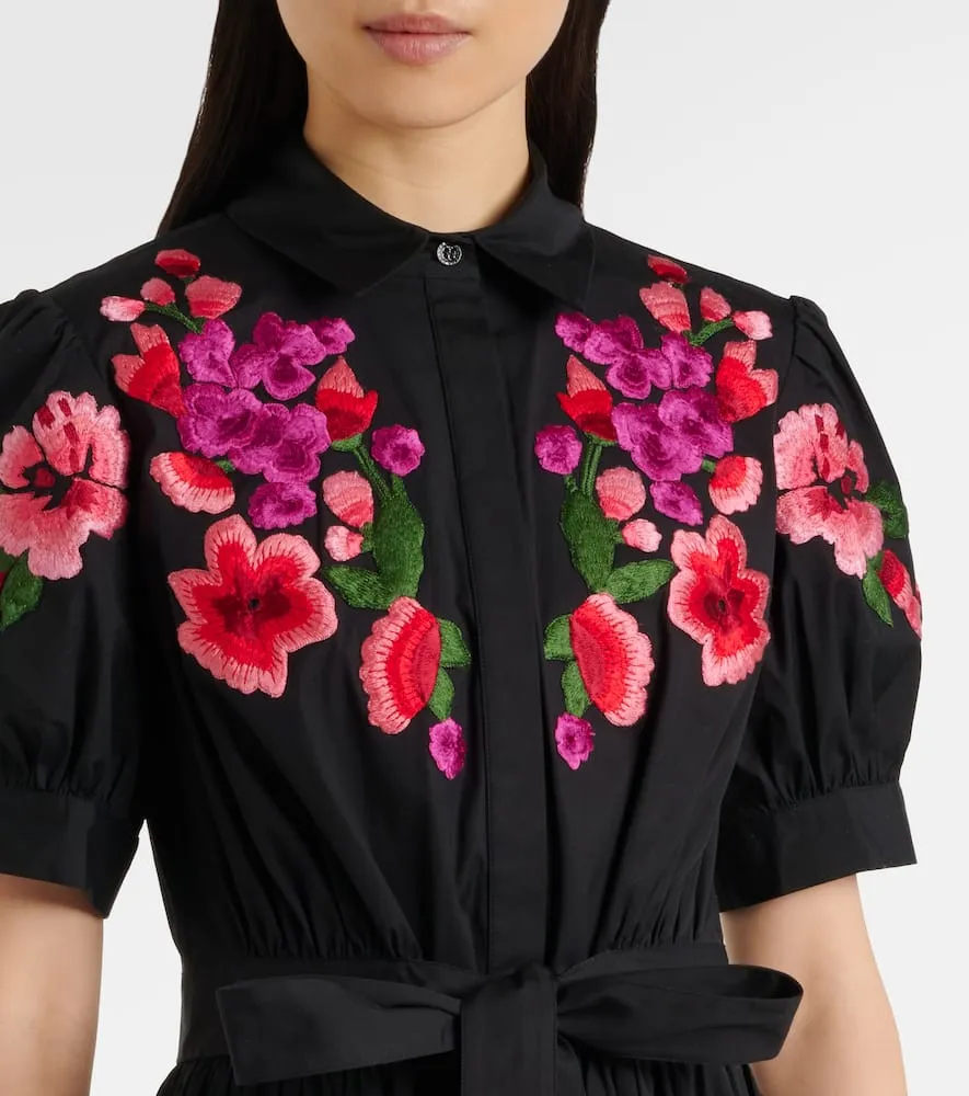 Carolina Herrera Floral embroidered cotton-blend shirt dress