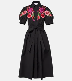 Carolina Herrera Floral embroidered cotton-blend shirt dress