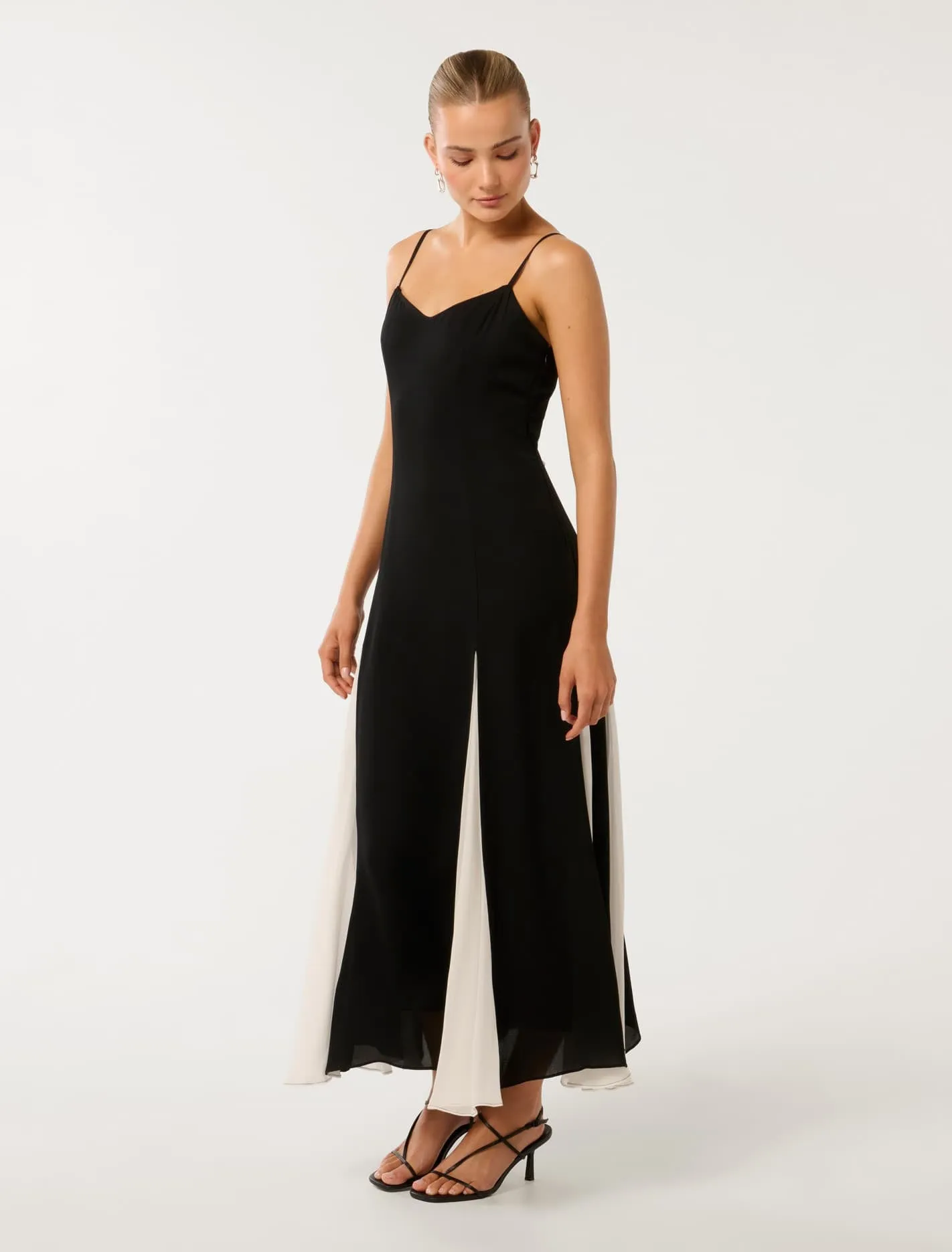 Dahlia Contrast Godet Maxi Dress