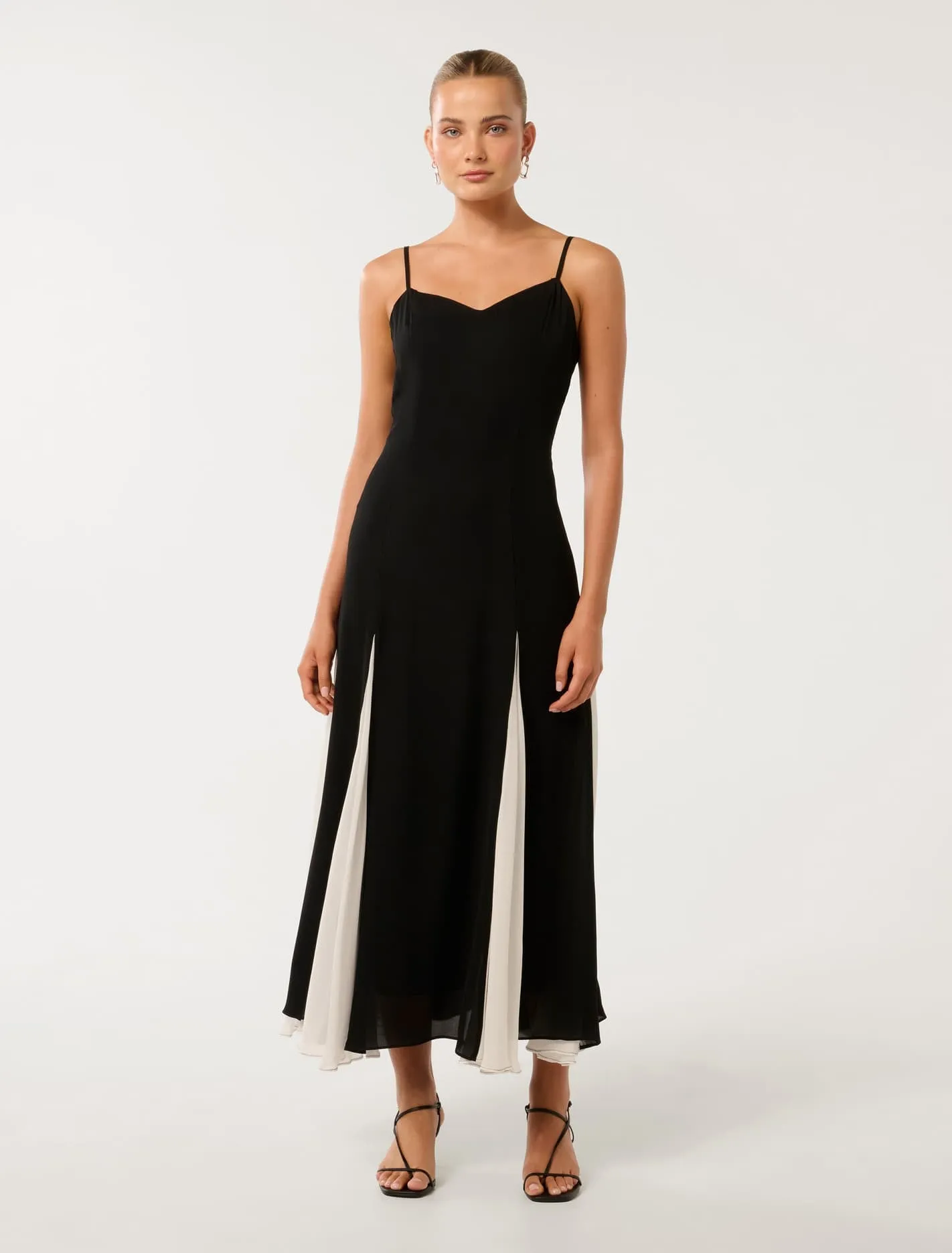 Dahlia Contrast Godet Maxi Dress