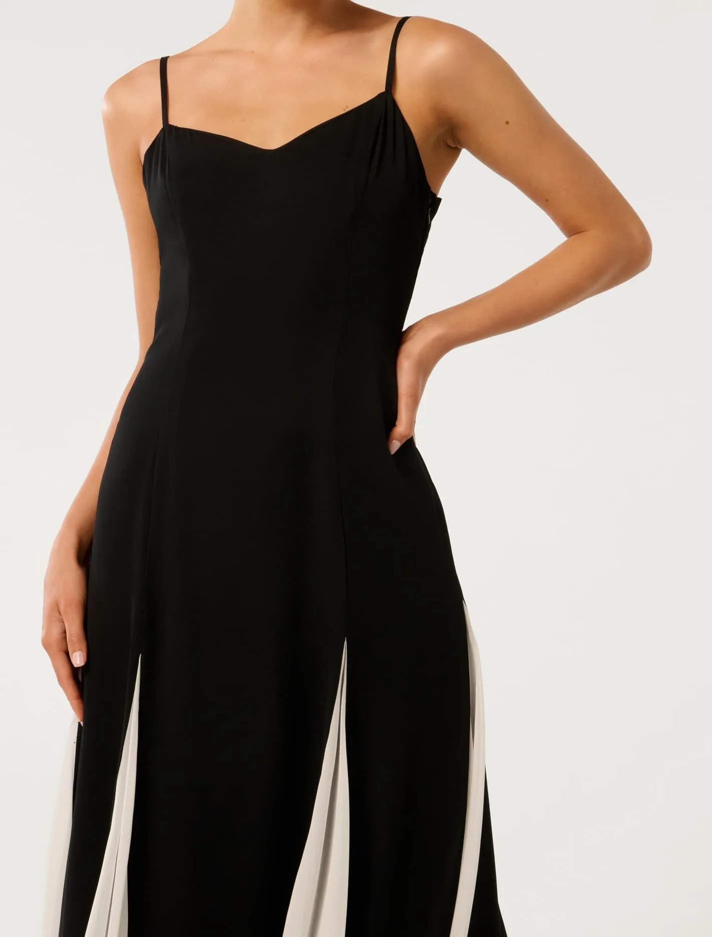 Dahlia Contrast Godet Maxi Dress