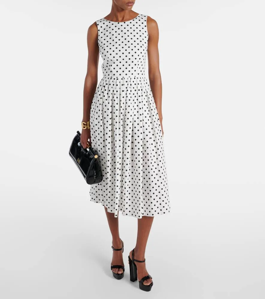 Dolce&Gabbana Polka-dot cotton poplin midi dress