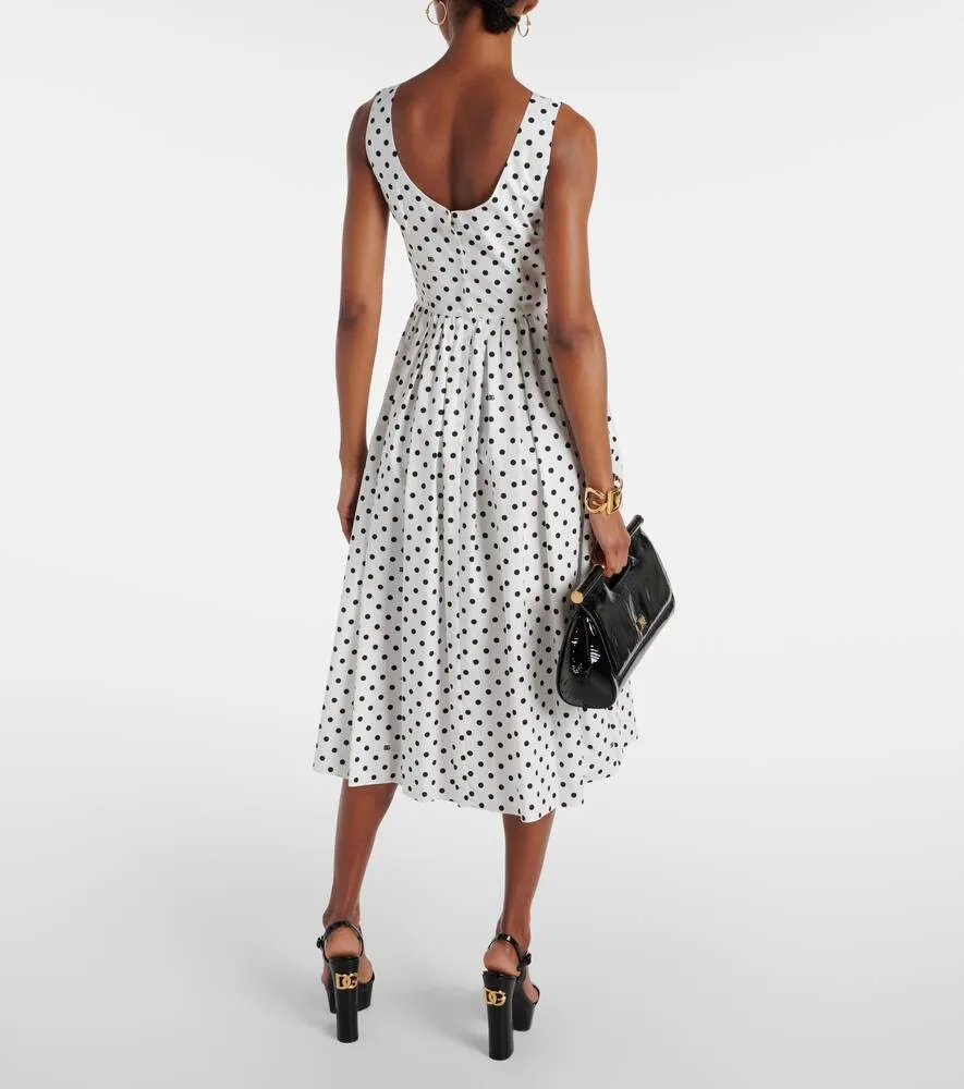 Dolce&Gabbana Polka-dot cotton poplin midi dress