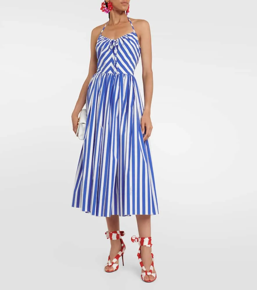 Dolce&Gabbana Portofino striped cotton midi dress