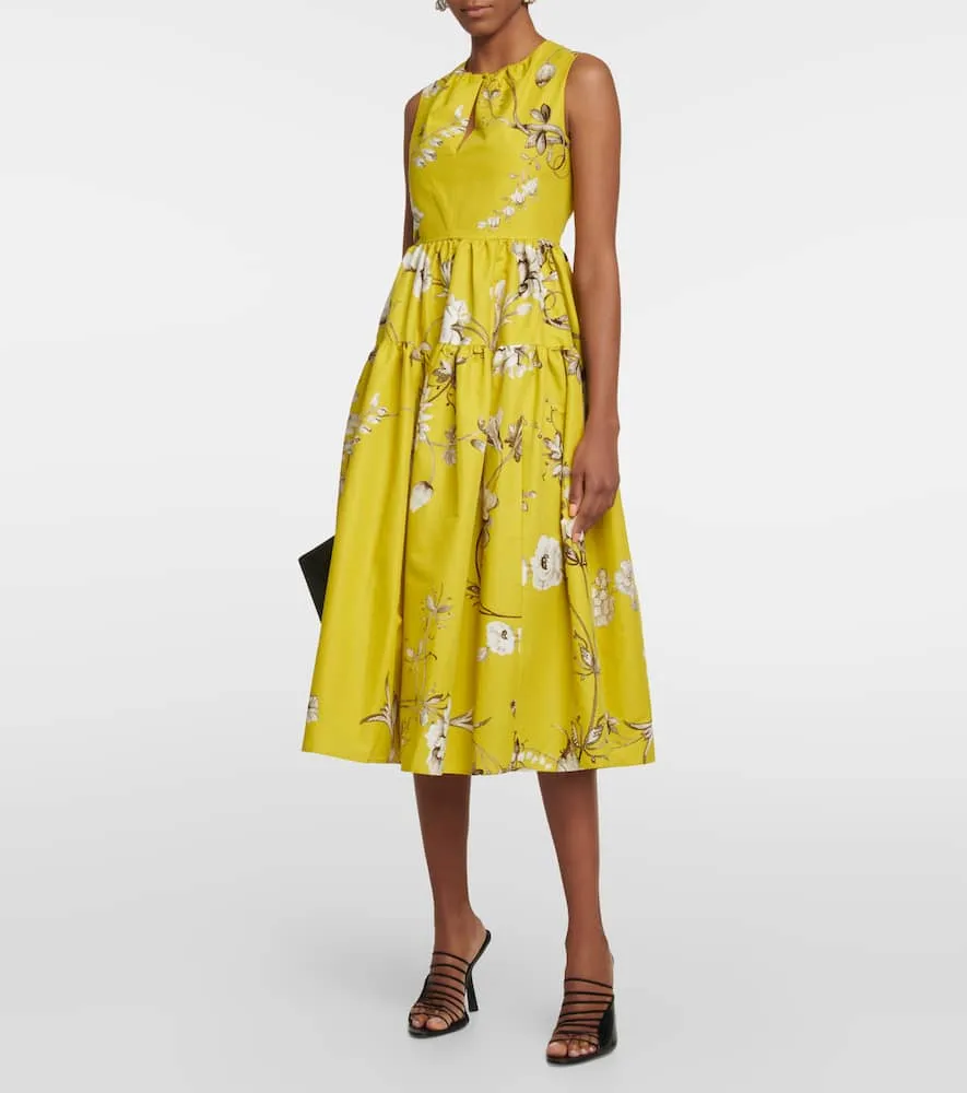 Erdem Eleonore floral cotton faille midi dress
