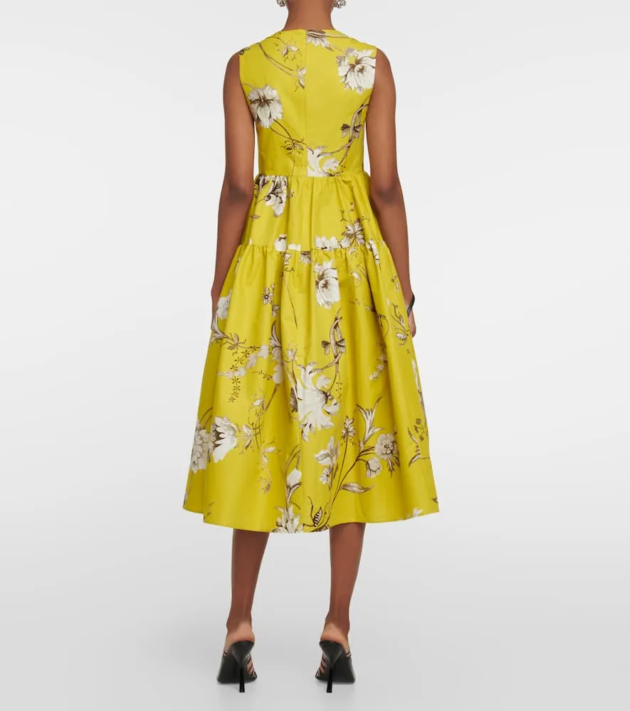 Erdem Eleonore floral cotton faille midi dress