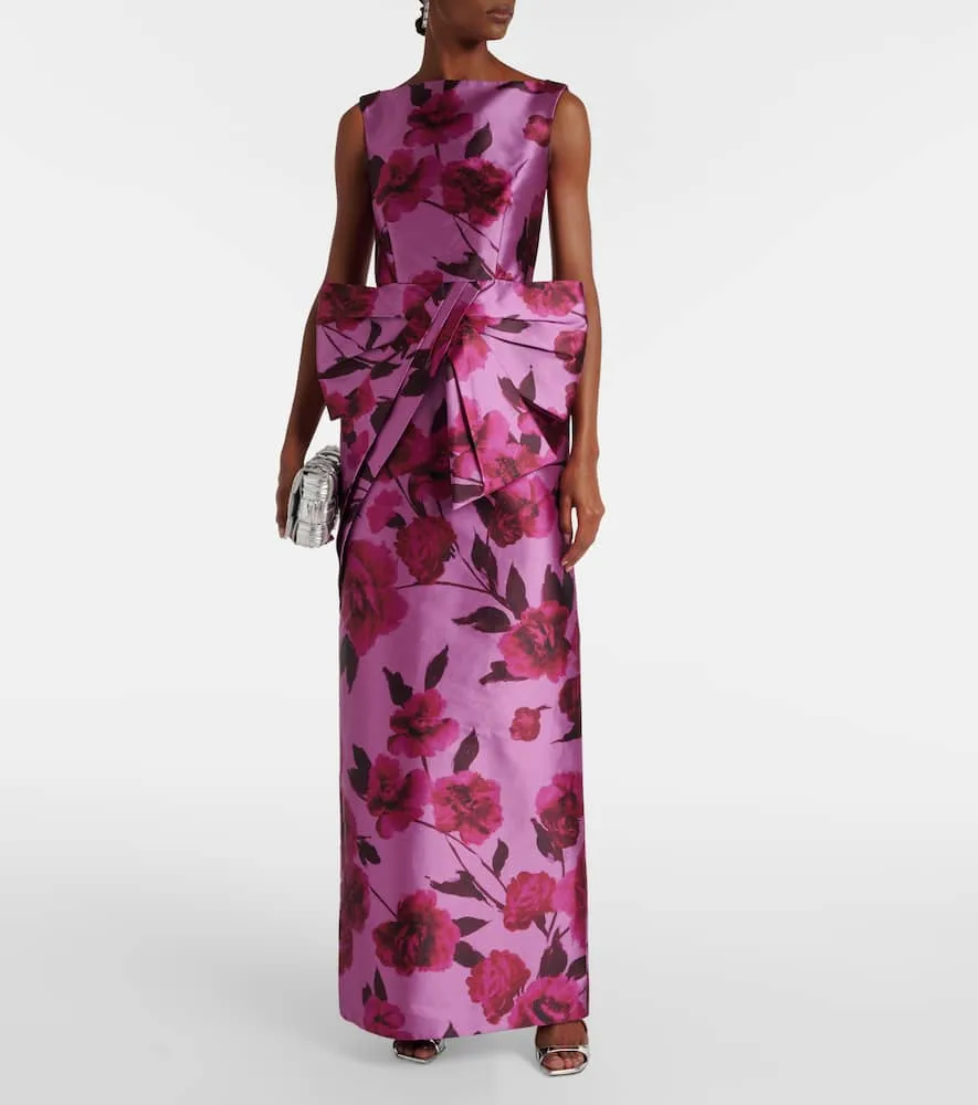 Erdem Floral bow-detail mikado gown