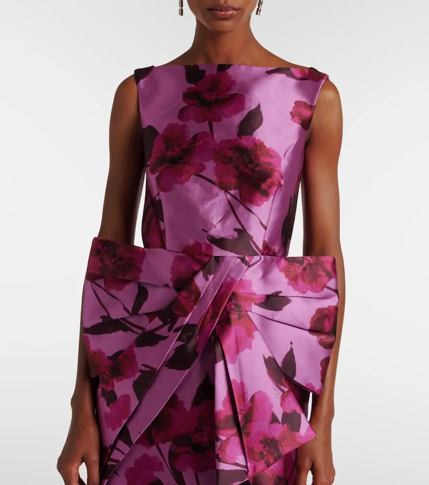 Erdem Floral bow-detail mikado gown