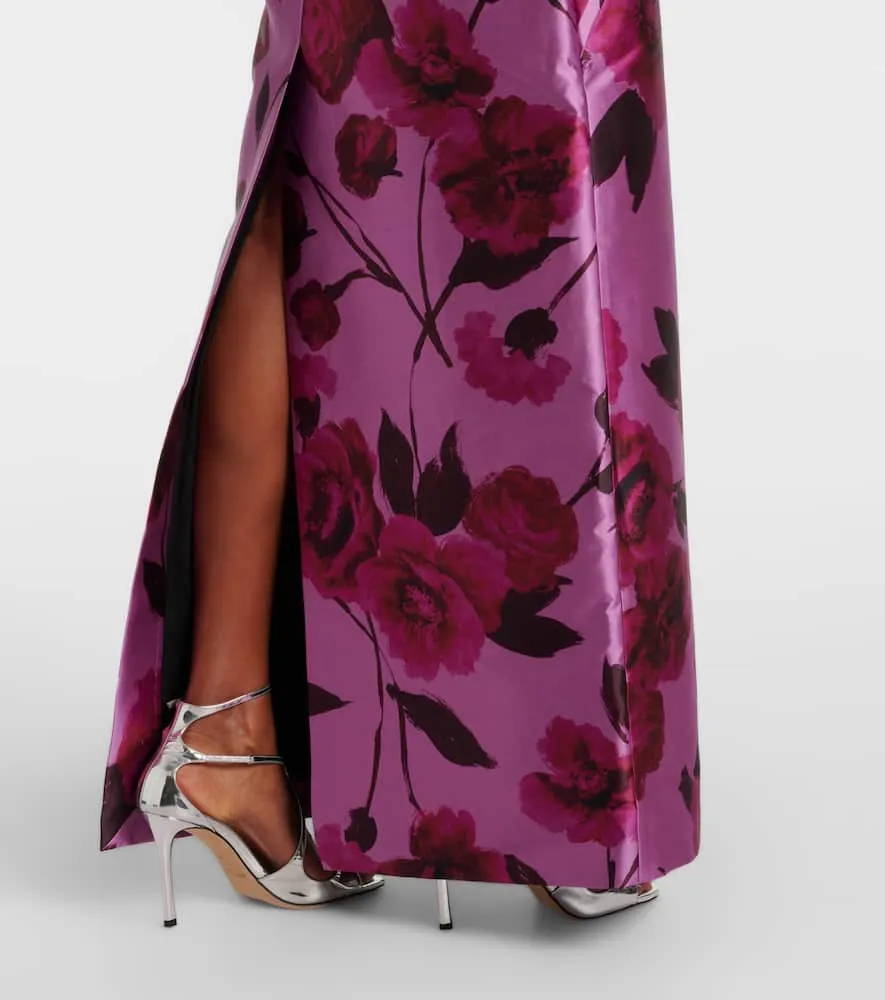 Erdem Floral bow-detail mikado gown