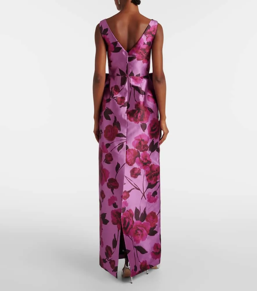 Erdem Floral bow-detail mikado gown