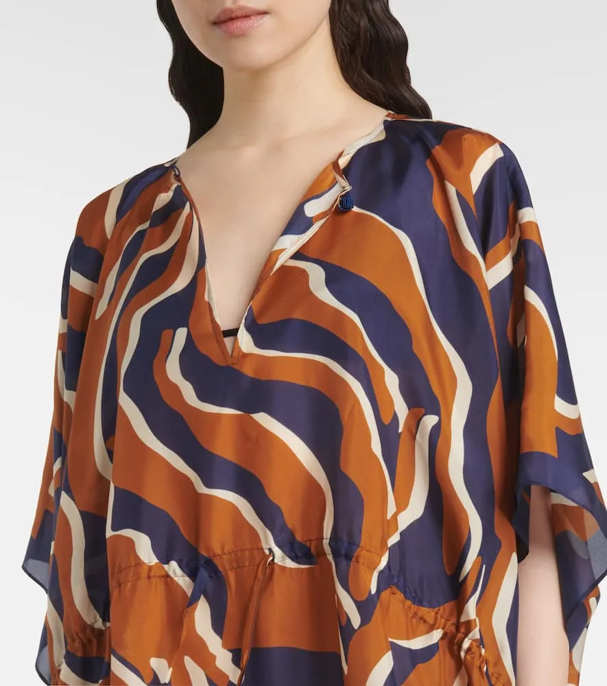 Eres Archipel printed gathered silk kaftan