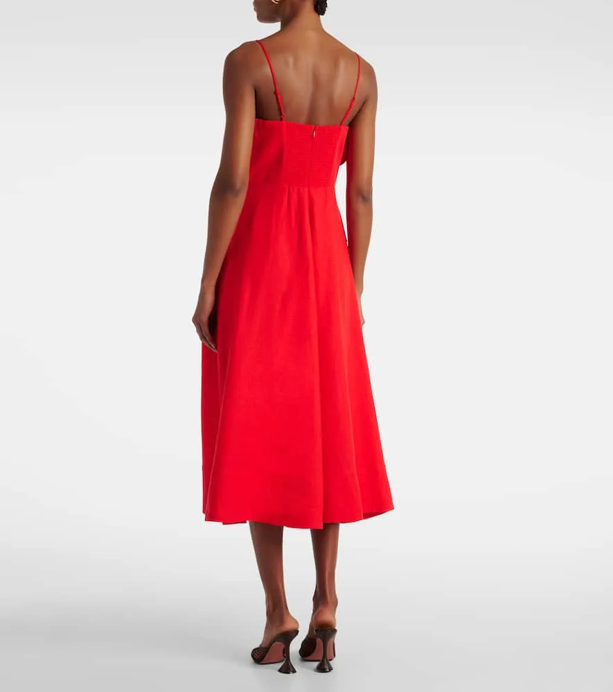 Farm Rio Floral appliqu√É¬© linen-blend midi dress