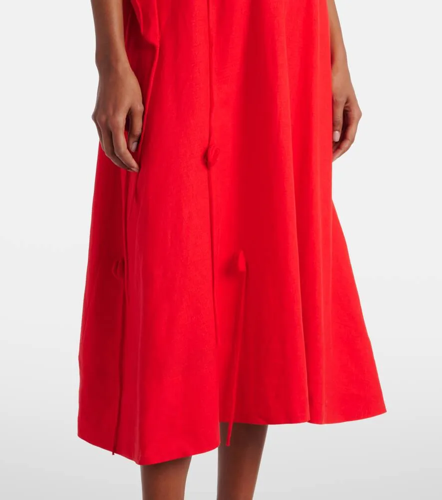 Farm Rio Floral appliqu√É¬© linen-blend midi dress
