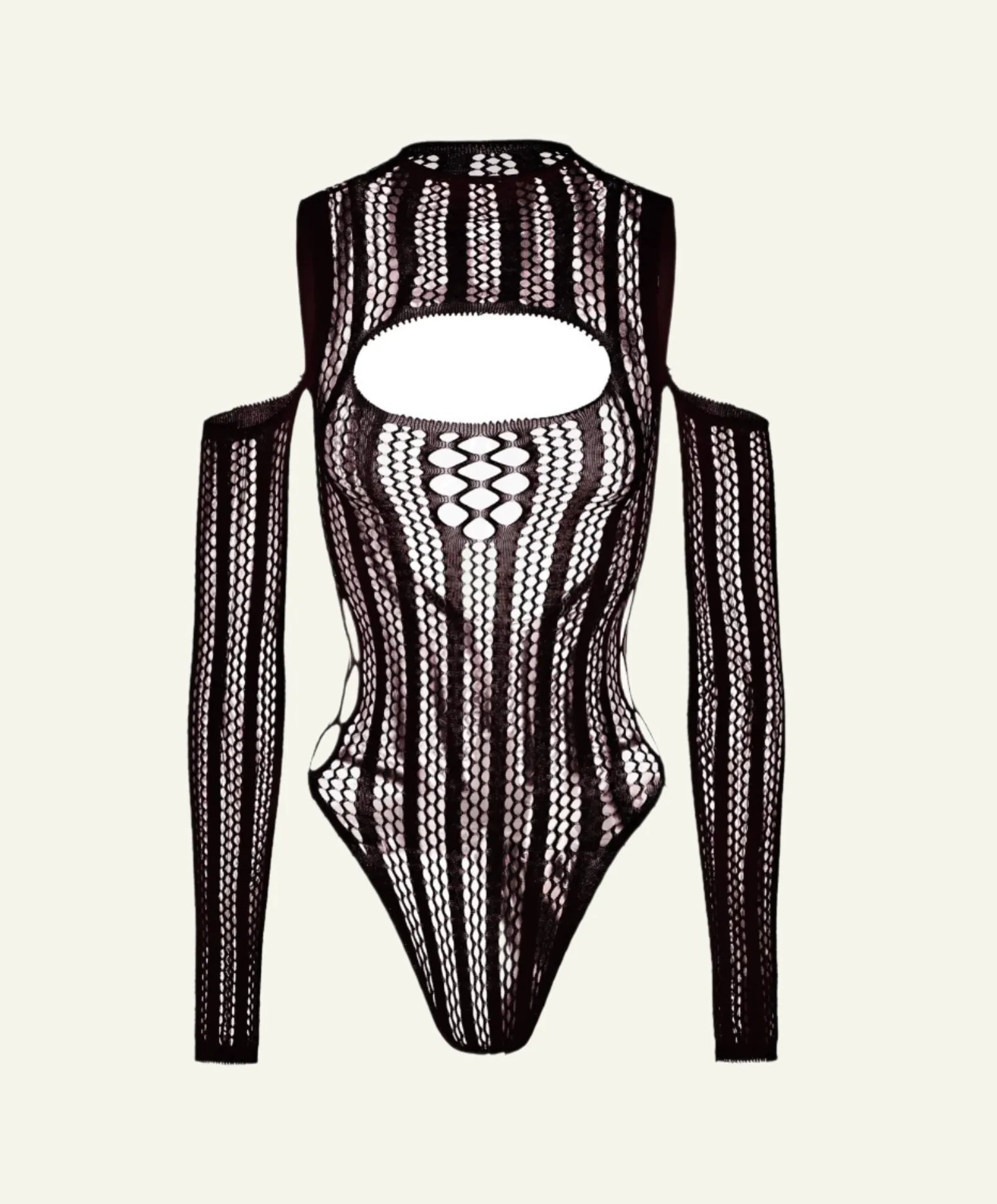 Fishnet Hollow Out Long Sleeve Bodysuit