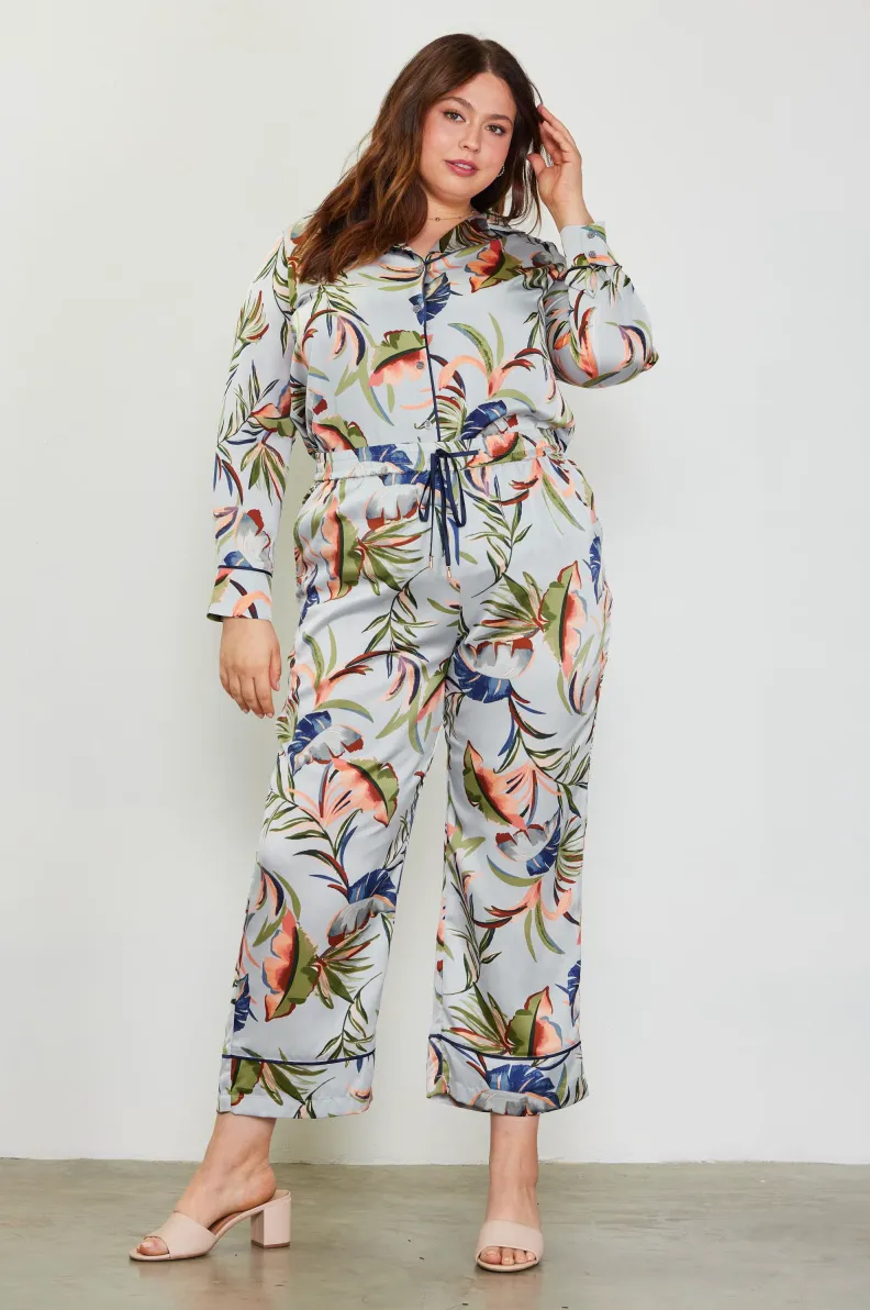 Floral Print Elastic Waist Pants