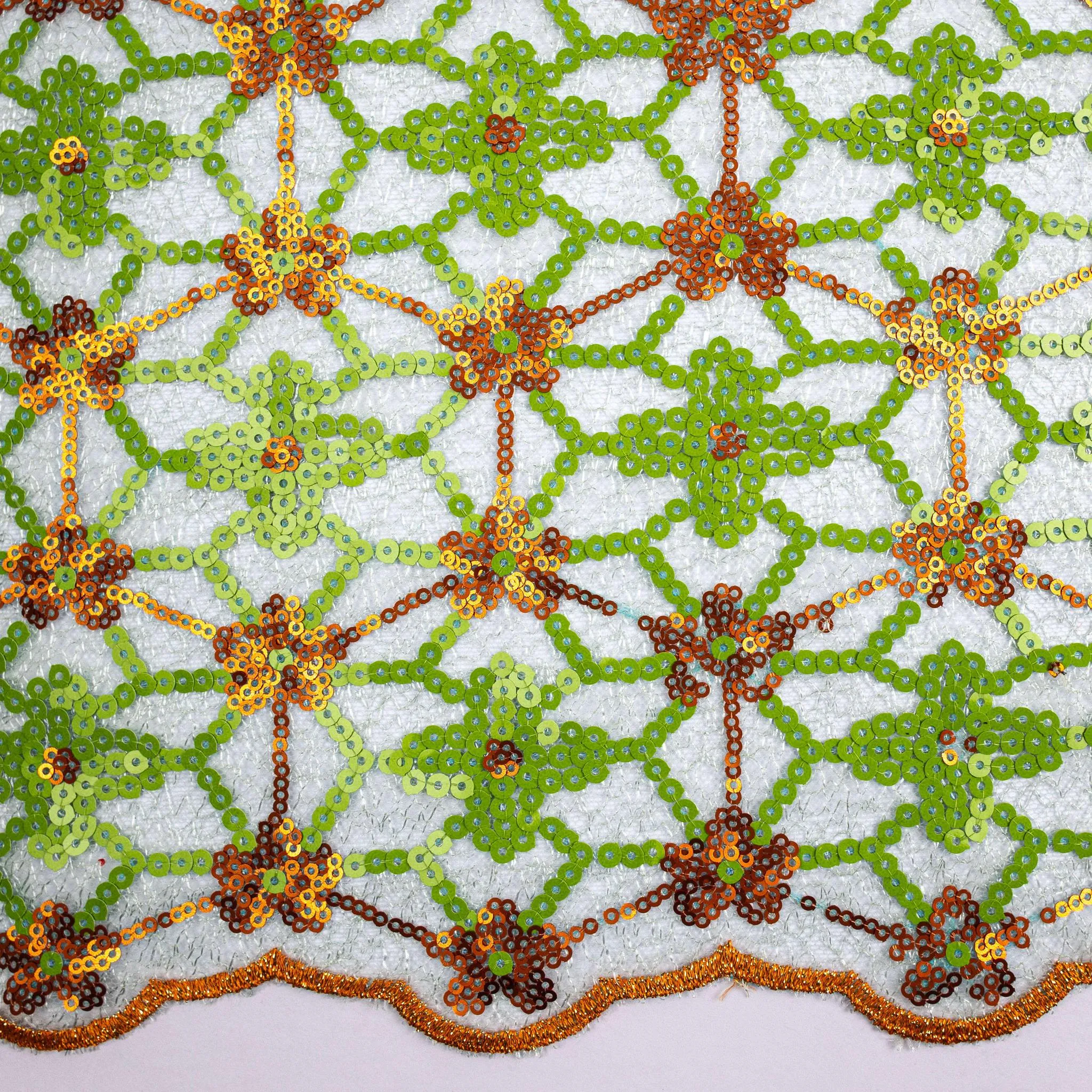 Green & Orange Sequence Net Lace
