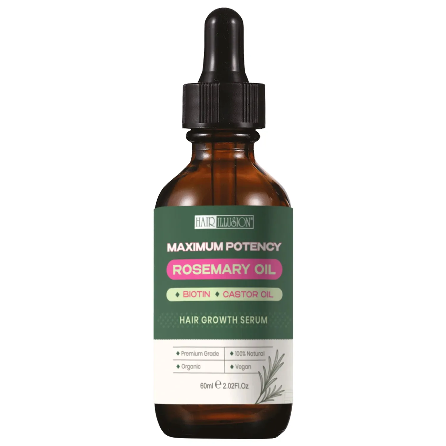 Hair Illusion Hair Growth Serum with maximum potency Rosemary Oil, Biotin & Castor Oil