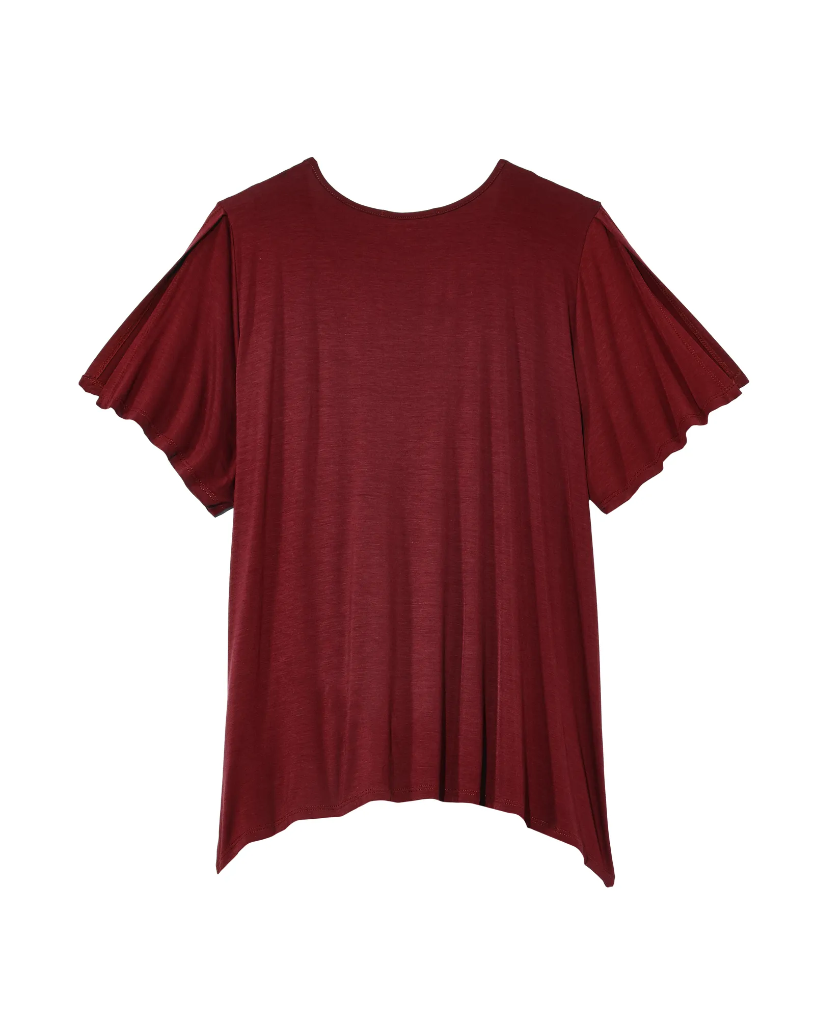 Jasmine Knotted VNeck Tee | Burgundy