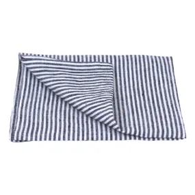 Linen Hand Towel - Stonewashed - Black White Thin Stripes - Thin Linen