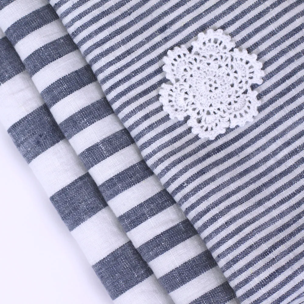 Linen Hand Towel - Stonewashed - Blue White Thin Stripes - Thin Linen