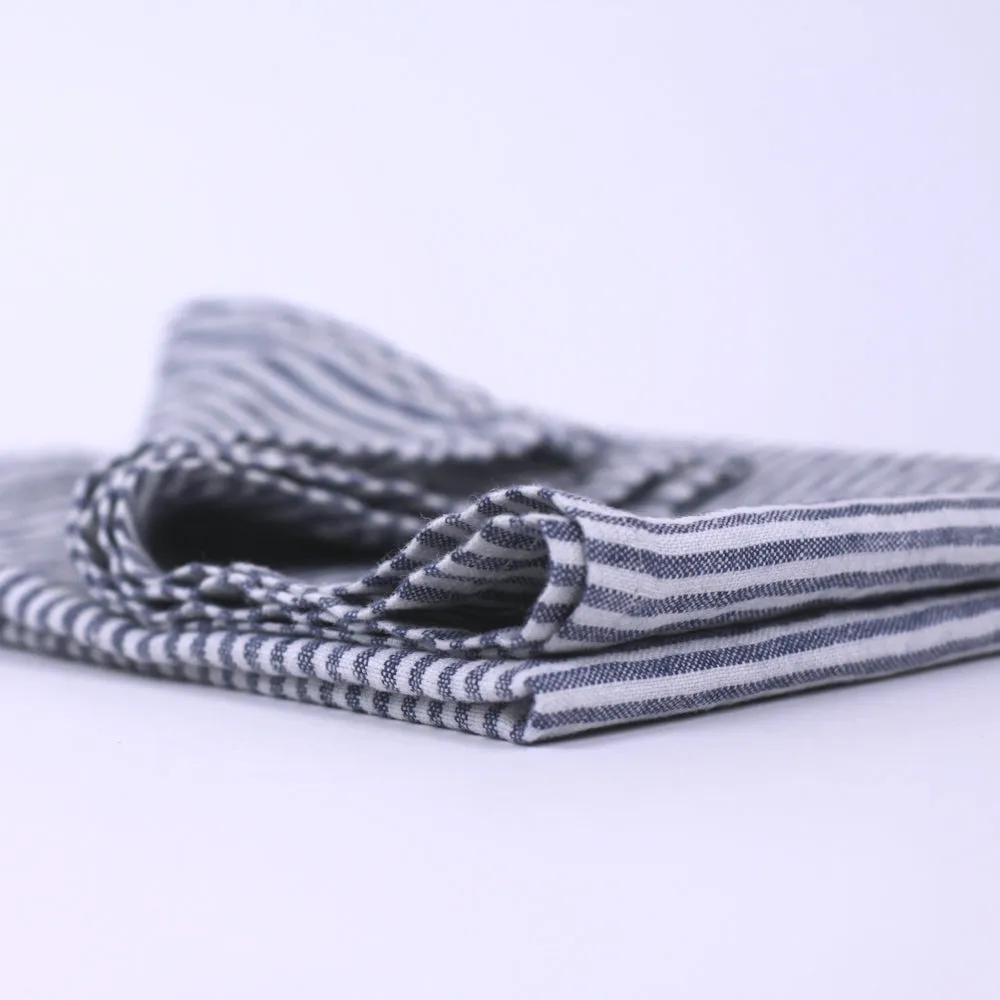 Linen Hand Towel - Stonewashed - Blue White Thin Stripes - Thin Linen