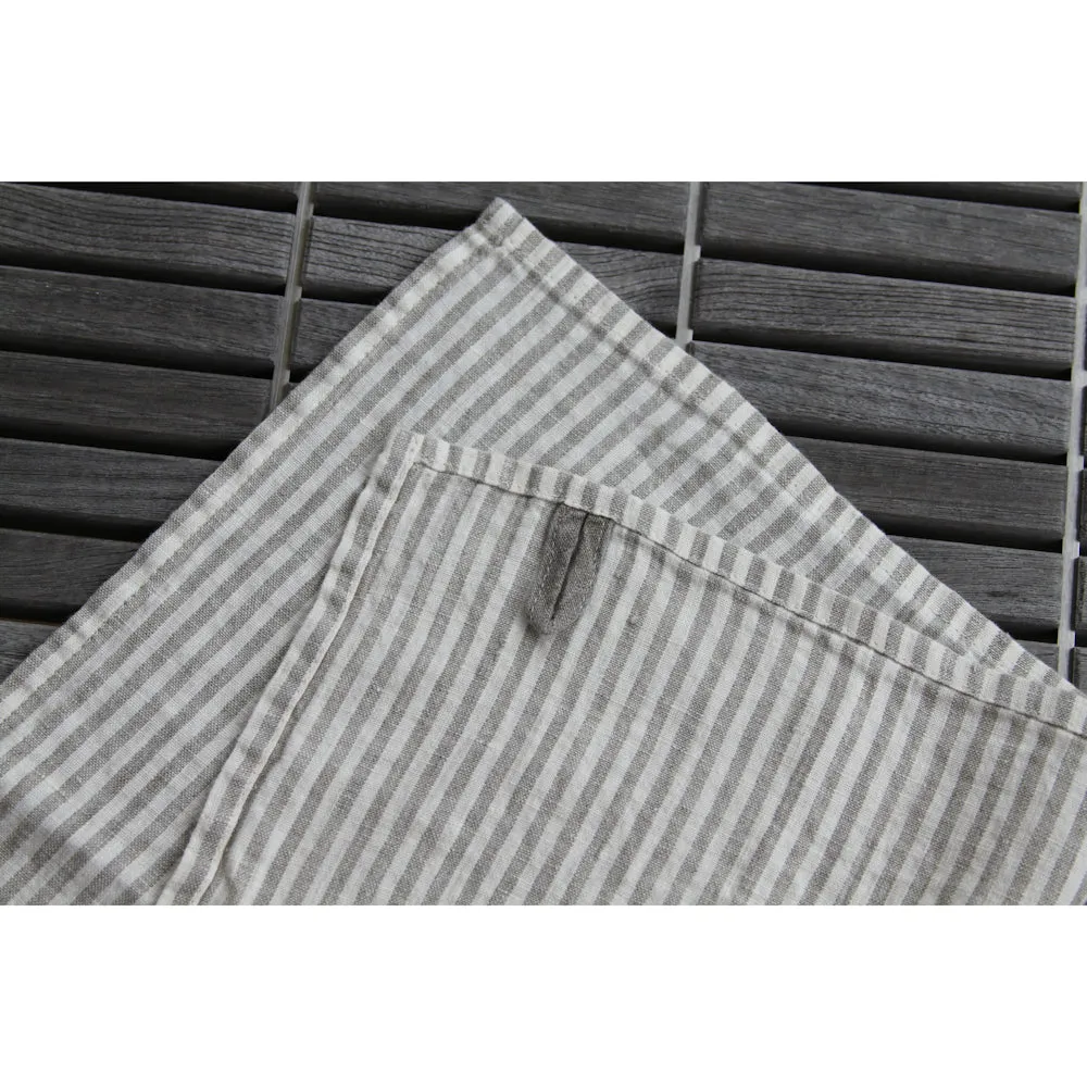Linen Hand Towel - Stonewashed - Natural White Thin Stripes - Thin Linen
