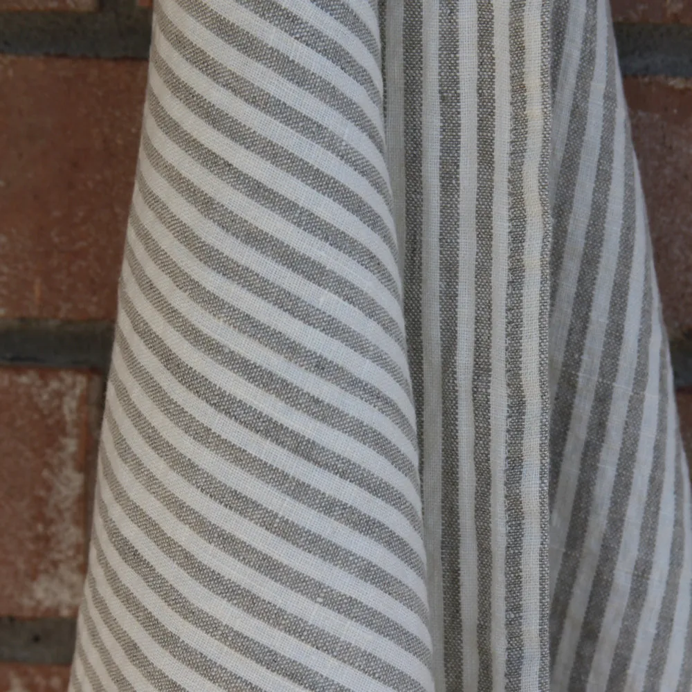 Linen Hand Towel - Stonewashed - Natural White Thin Stripes - Thin Linen
