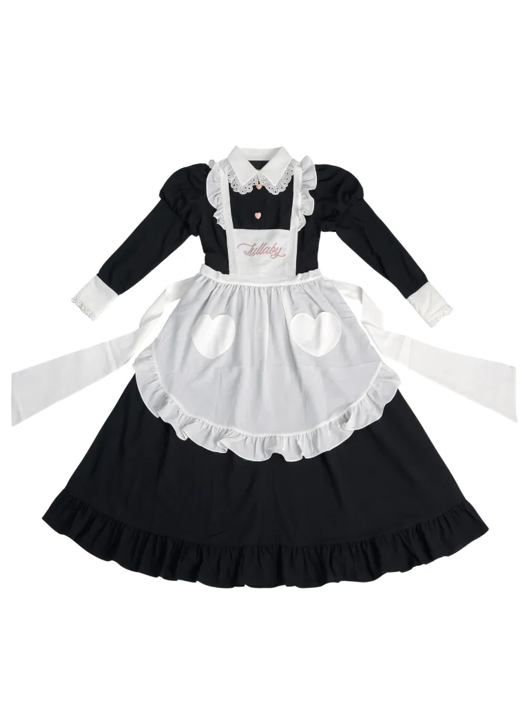 Long Volume Reservation Maid Aplon Frill Dress