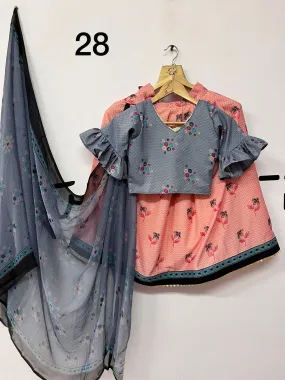 Multicolor Mill Print Kids Lehenga Choli