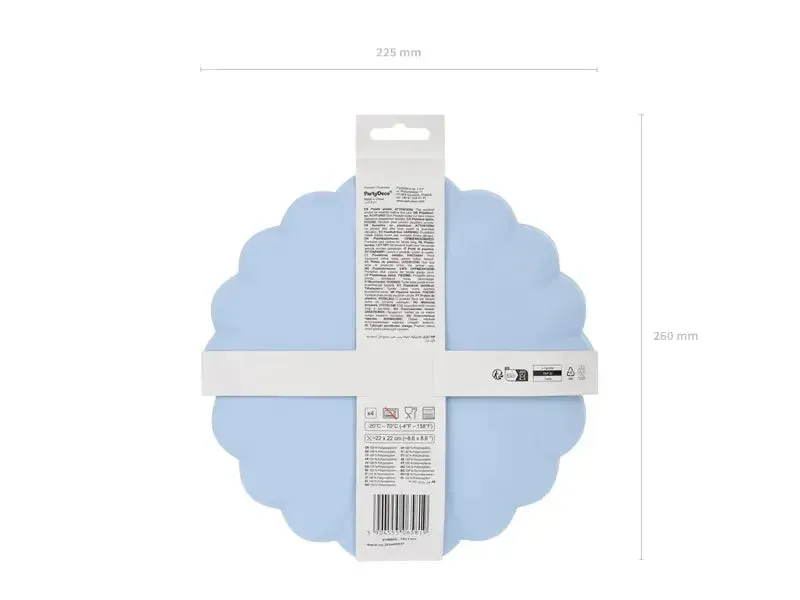 Plastic plates Ruffle, 22 x 22 cm, light blue