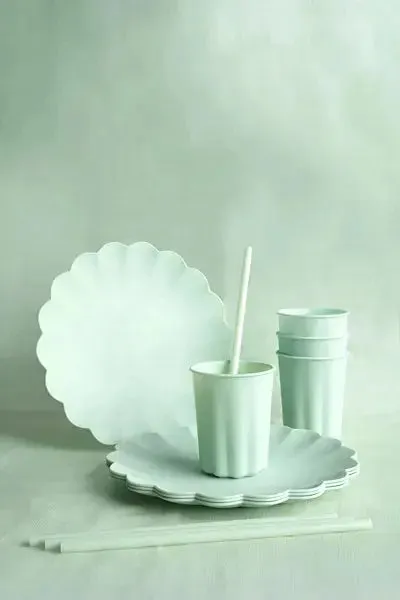 Plastic plates Ruffle, 22 x 22 cm, sage